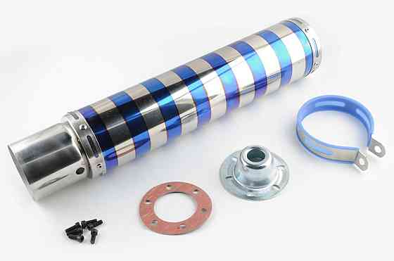 Глушитель (тюнинг) 420*10 см, креп. Ø78mm (нержавейка, зебра, цветной, прямоток, mod:7) Мукачево