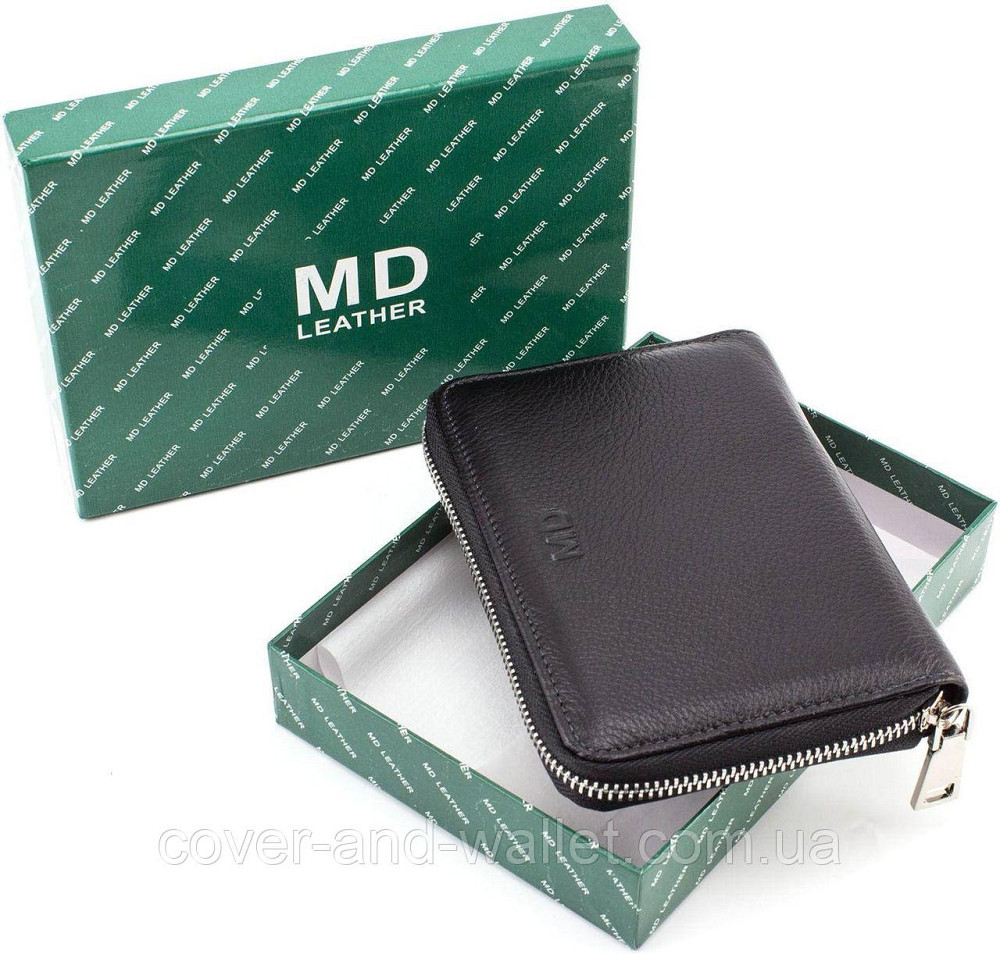 Невеликий чоловічий гаманець на блискавці з відділенням для паспорту MD 7M-117 Київ - фото 9