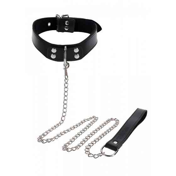 Нашийник широкий з повідцем Taboom Luxury Bondage Essentials чорний Sex Aura Київ
