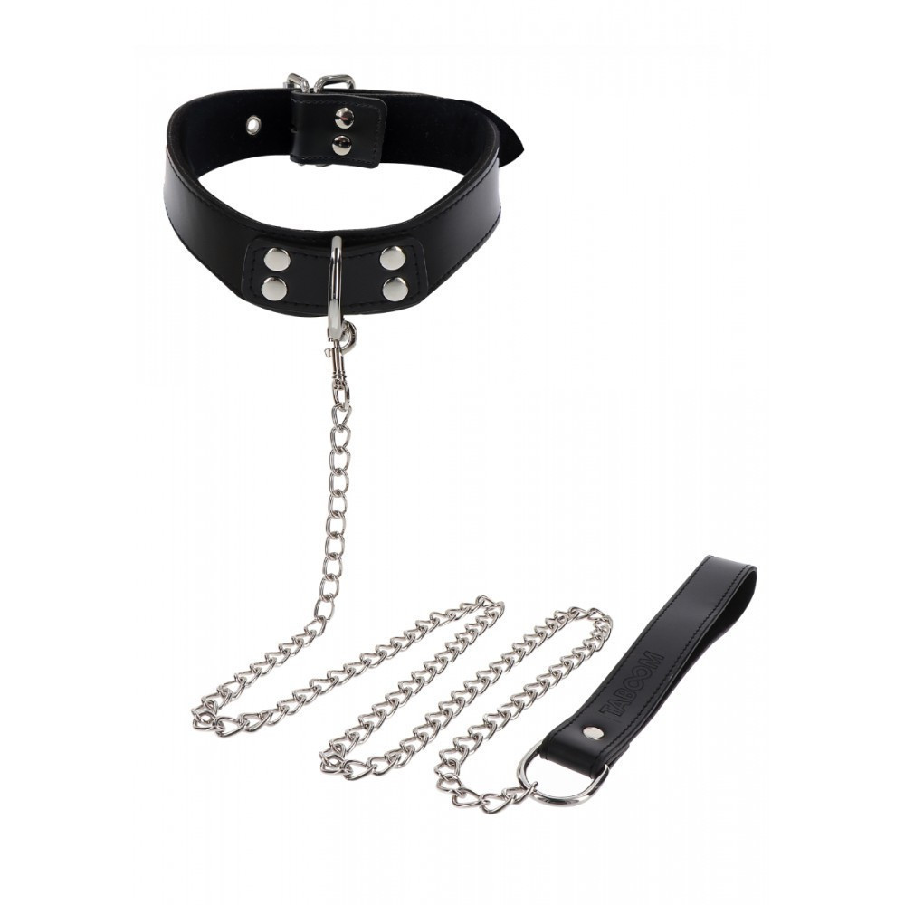 Нашийник широкий з повідцем Taboom Luxury Bondage Essentials чорний Sex Aura Київ - фото 5