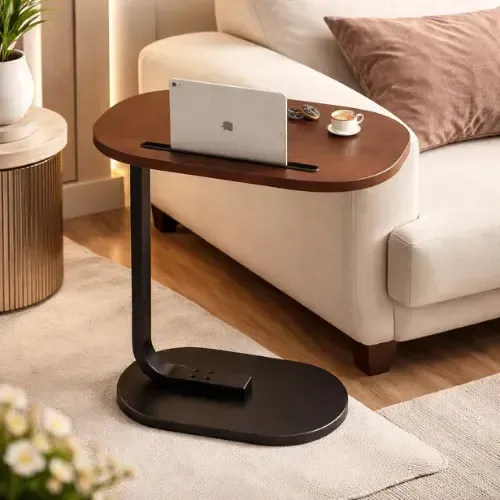 Прикроватный столик с деревянной столешницей и подставкой под планшет 28×45×60 см Коломия