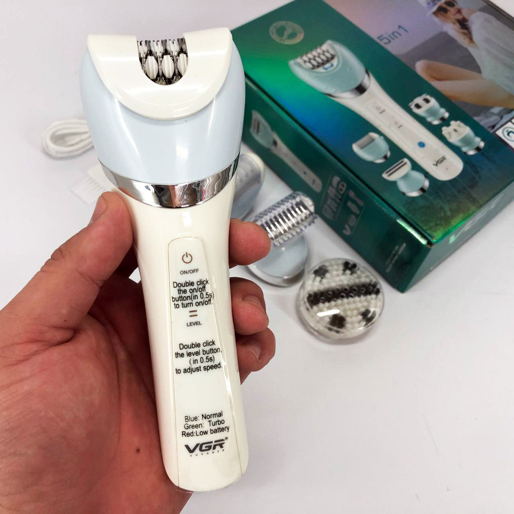 Бездротова акумуляторна жіноча бритва VGR V-703, Епілятор домашній акумуляторний з насадками PX-96 Львів - фото 6