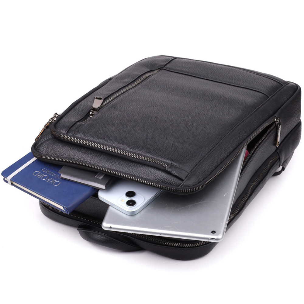 Чоловічий рюкзак з натуральної шкіри Vintage 23051 Чорний Київ - фото 8