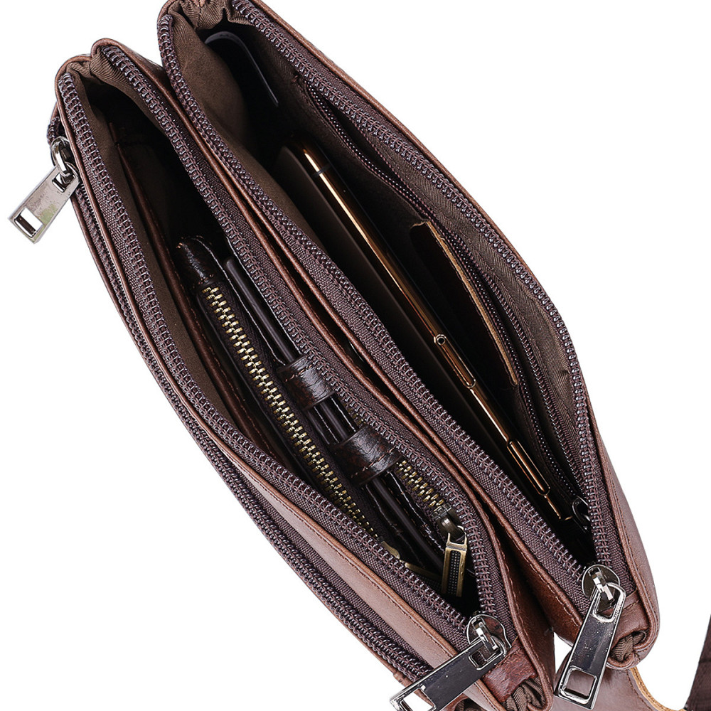 Шкіряна сумка на пояс унісекс Коричневий (Vintage) Київ - фото 10