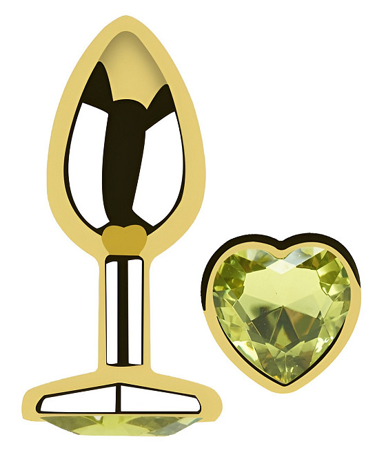 Анальная пробка с кристаллом EGZO - Gold Heart Plug Lime size M Sex Aura Киев - изображение 2