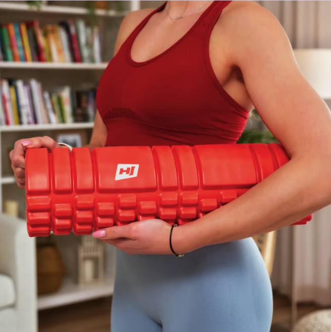 Ролер масажер (валик, ролик) Hop-Sport EVA 45 см червоній Київ - фото 7