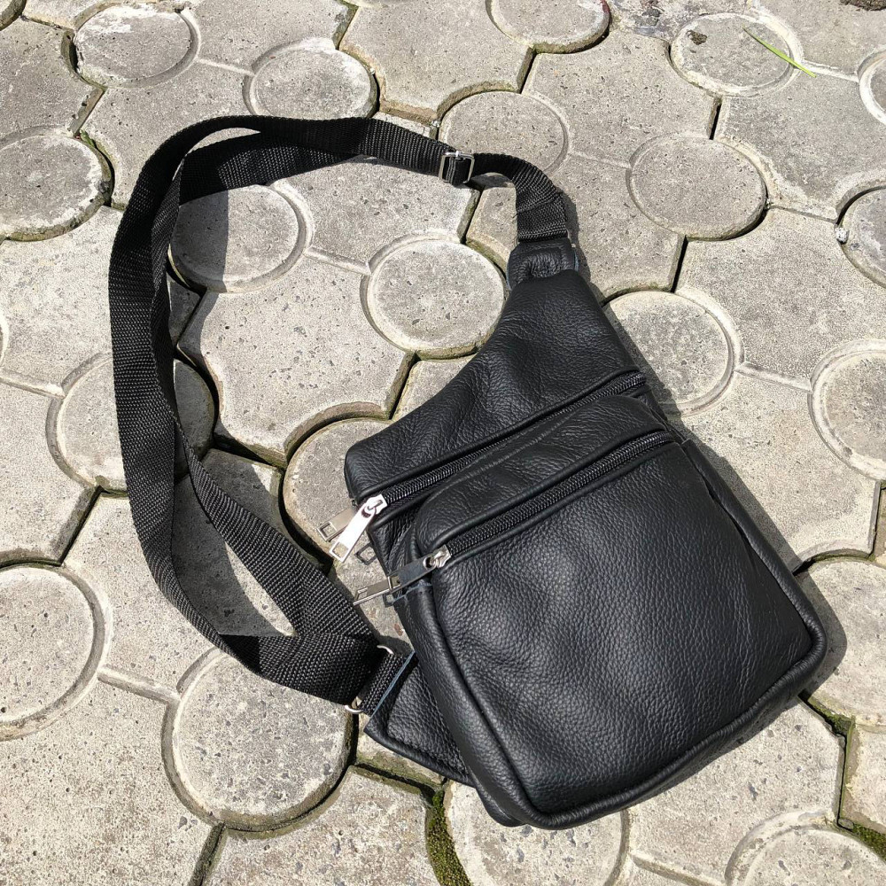 Сумка шкіряна чоловіча крос-боді, Сумка мішок через плече чоловіча кобура наплічна NJ-74 Львів - фото 8