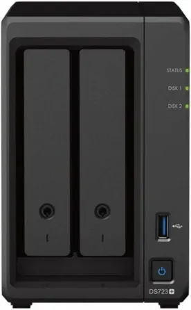 Сервер Сервер Synology DS723+ 2-bay, AMD Ryzen R1600 2-core 2.6 GHz, 4GB DDR4 RAM ECC, 2x M.2 2280 NVMe SSD, 2xGbE LAN, 2xUSB 3.2, Киев
