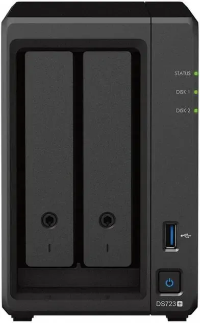 Сервер Сервер Synology DS723+ 2-bay, AMD Ryzen R1600 2-core 2.6 GHz, 4GB DDR4 RAM ECC, 2x M.2 2280 NVMe SSD, 2xGbE LAN, 2xUSB 3.2, Київ - фото 1
