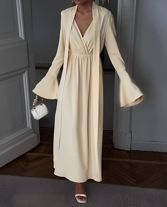 Жіноче романтичне приталене плаття костюмка Жовтий Одеса - фото 1