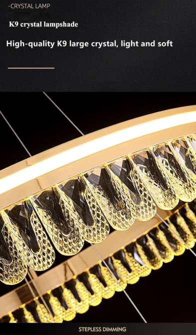 Люстра світлодіодна стельова Кришталеве коло PJ915 (Золотистий) 80см Київ - фото 3