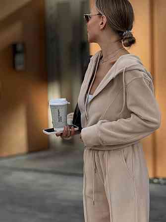 Женский теплый базовый костюм двойка из дабл флиса Бежевый, 46 Одесса