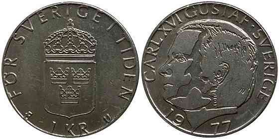 1 крона 1977-98 рік Швеція Полтава