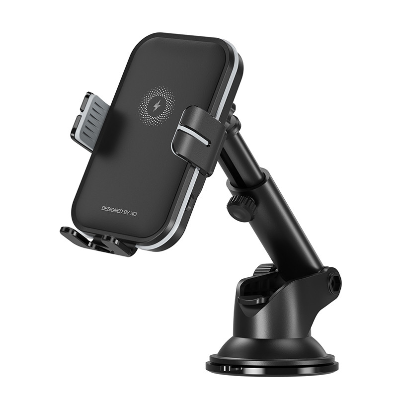 Тримач телефону автомобільний XO з бездротовою зарядкою WX027 15W Wireless Charger+Car Holder чорний Львів - фото 2