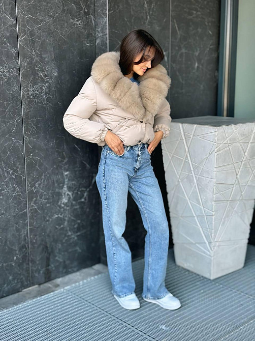 Короткі пуховики з хутром Бежевий Світлий Соболь XL Харків - фото 6