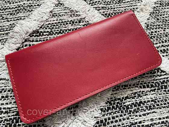 Стильный женский кошелек купюрник красного цвета из натуральной кожи PS Leather Киев