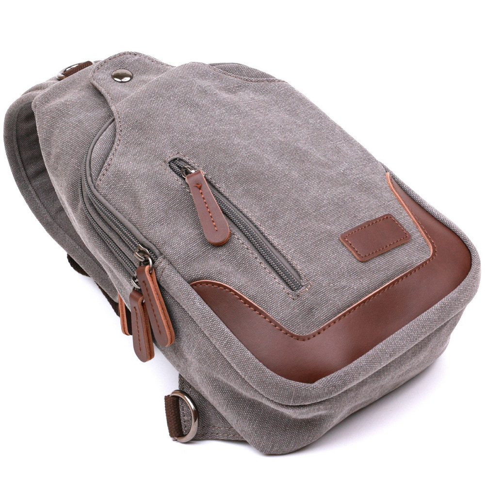 Удобная мужская сумка через плечо Vintage 20388 Серый Киев - изображение 10