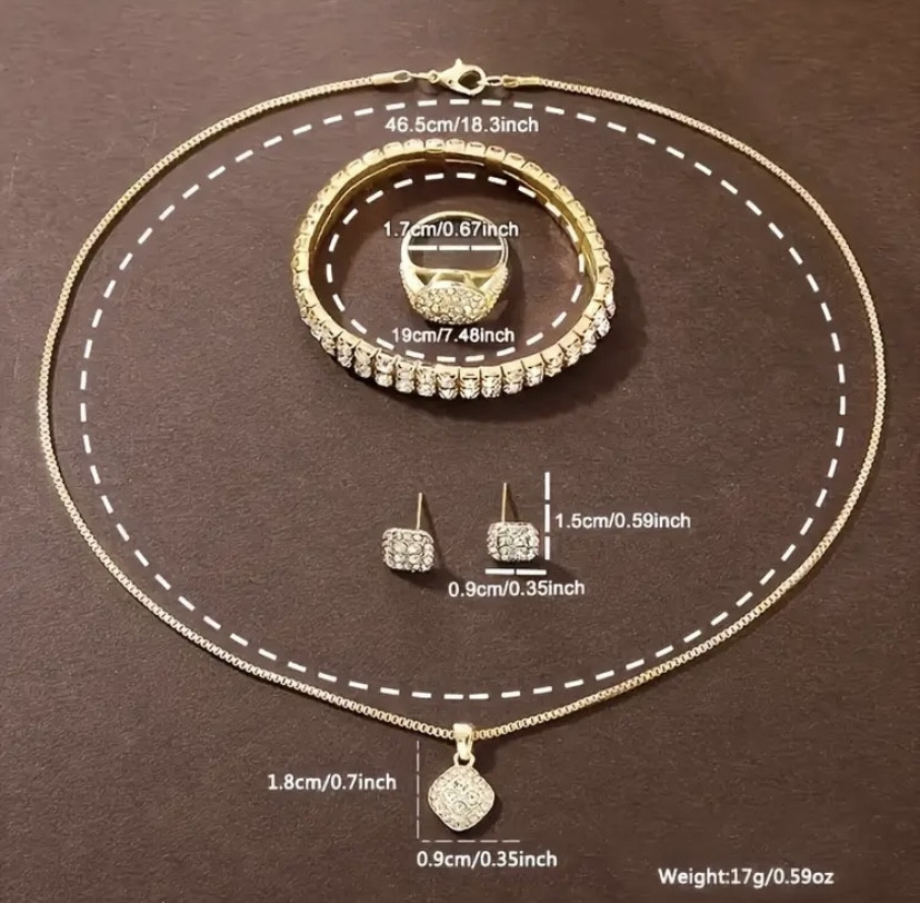 Подарунковий набір для жінок наручний годинник Римський браслет кільце ланцюжок з кулоном і сережки золотистий Київ - фото 7