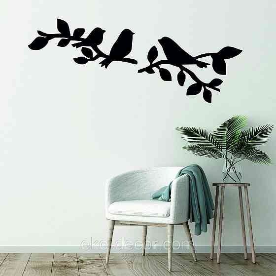 Декоративне настінне Панно  «Птахи» , Декор на стіну 110*43 см, Чорний Київ