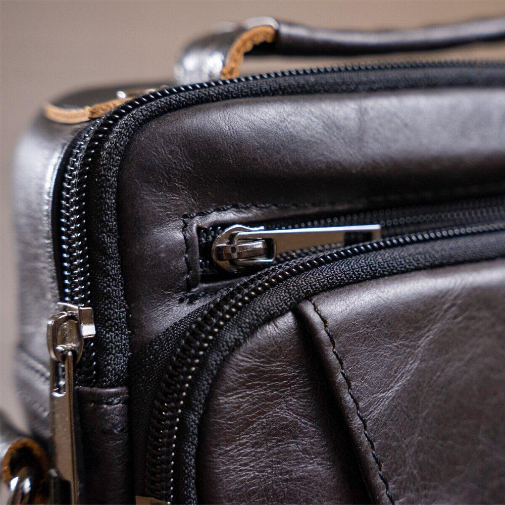 Сумка чоловіча з щільної шкіри 14995 Vintage Чорна Київ - фото 2