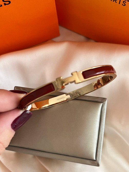 Браслет Hermes бордо, покрытие лимонное золото 18К, размер 16-17 Одесса - изображение 3