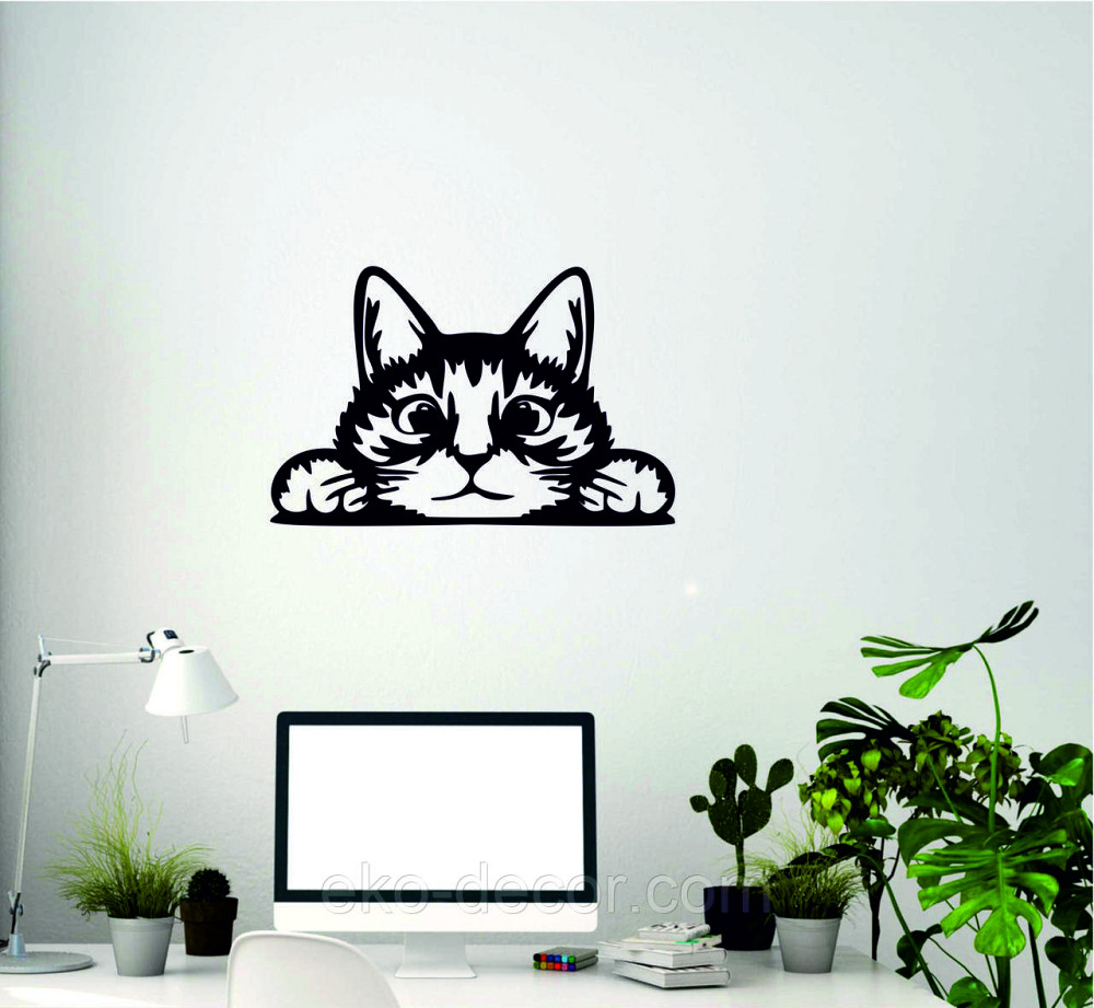 Декоративное настенное 3D Панно «Кот» Декор на стену с объемом (цена за 1 шт) 70*45 см, Черный Киев - изображение 4