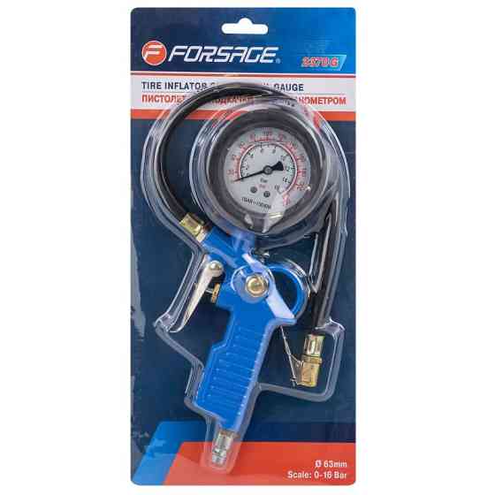Пістолет для підкачки шин з аналоговим манометром і шлангом (0-16bar, манометр заповнений гліцерин) Forsage F-2370G Одеса