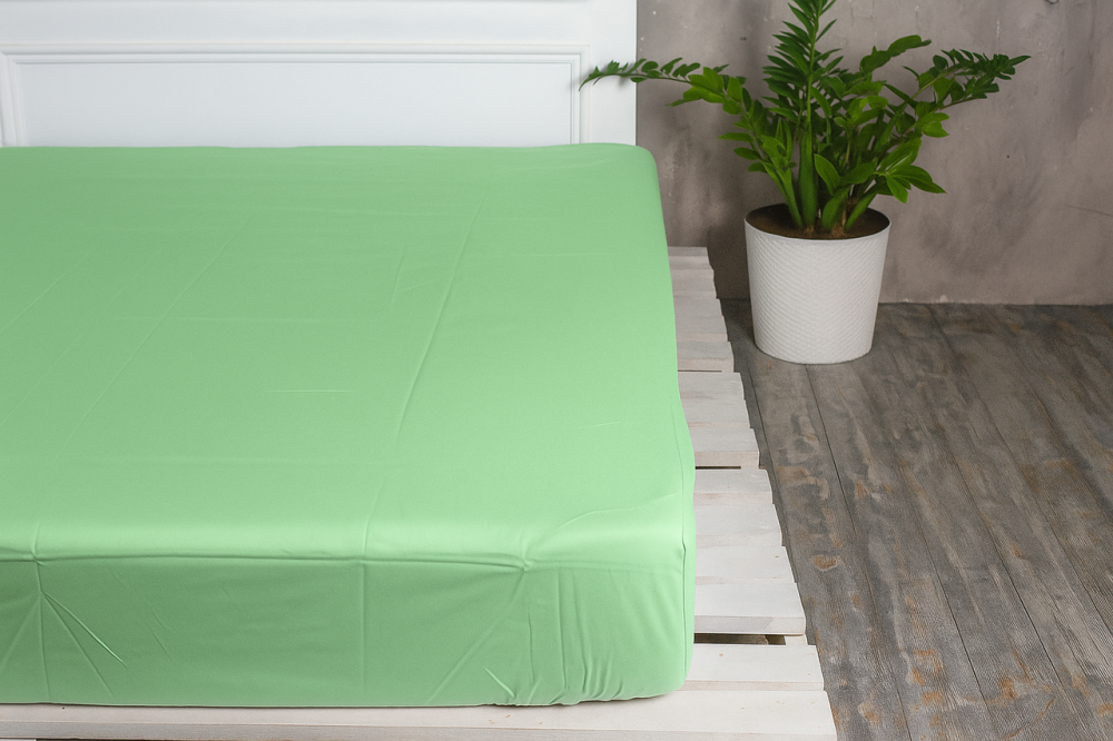 Ecotton Простирадло на резинці Ecotton 160х200 см однотонне зеленого кольору Чайне дерево Коломия - фото 1