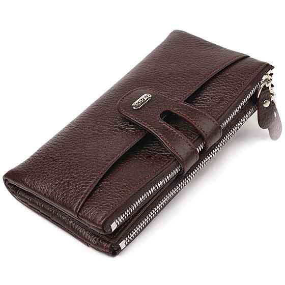 Практичный кошелек из натуральной зернистой кожи CANPELLINI 21632 Коричневый Киев