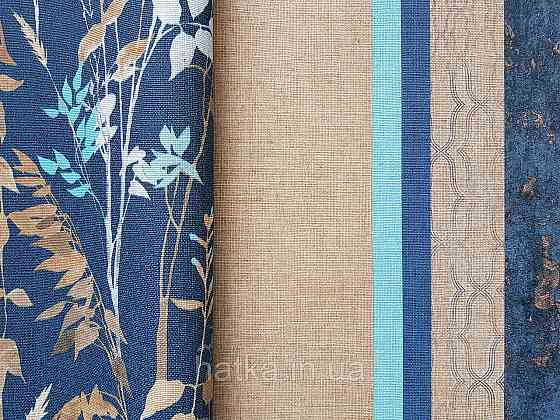 Винілові на флізелін Eristmann Casyal Chic 1.06x10 листя рослини бірюзові сірі на білому 10258-18 Київ