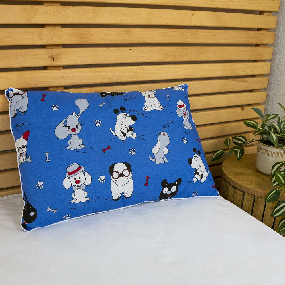 Подушка конопляная детская YouStar 40х60 см чехол 100% хлопок бязь (Синий) Сумы - изображение 1