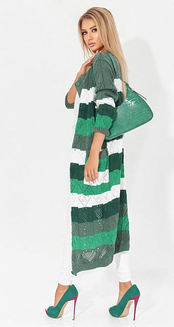 Ажурний кардиган із кишенями в смужку (48-52) Київ - фото 6