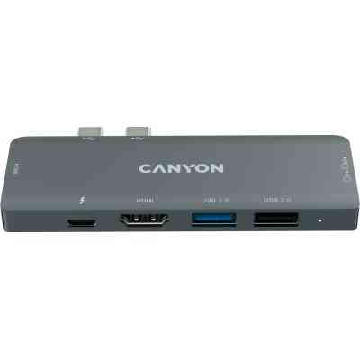 Концентратор Canyon 1*Type C PD100W+2*HDMI+1*USB3.0+1*USB2.0+1*SD+1*TF (CNS-TDS05B) Винница