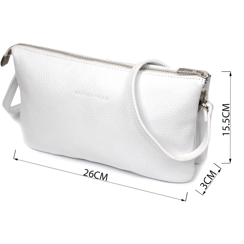 Стильний жіночий клатч із натуральної шкіри GRANDE PELLE 11635 Білий Київ - фото 9