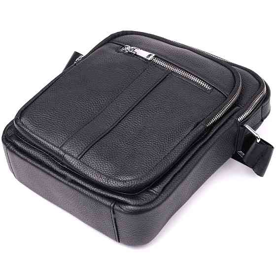 Мужская вертикальная сумка из натуральной кожи Vintage sale_15112 Черный Киев