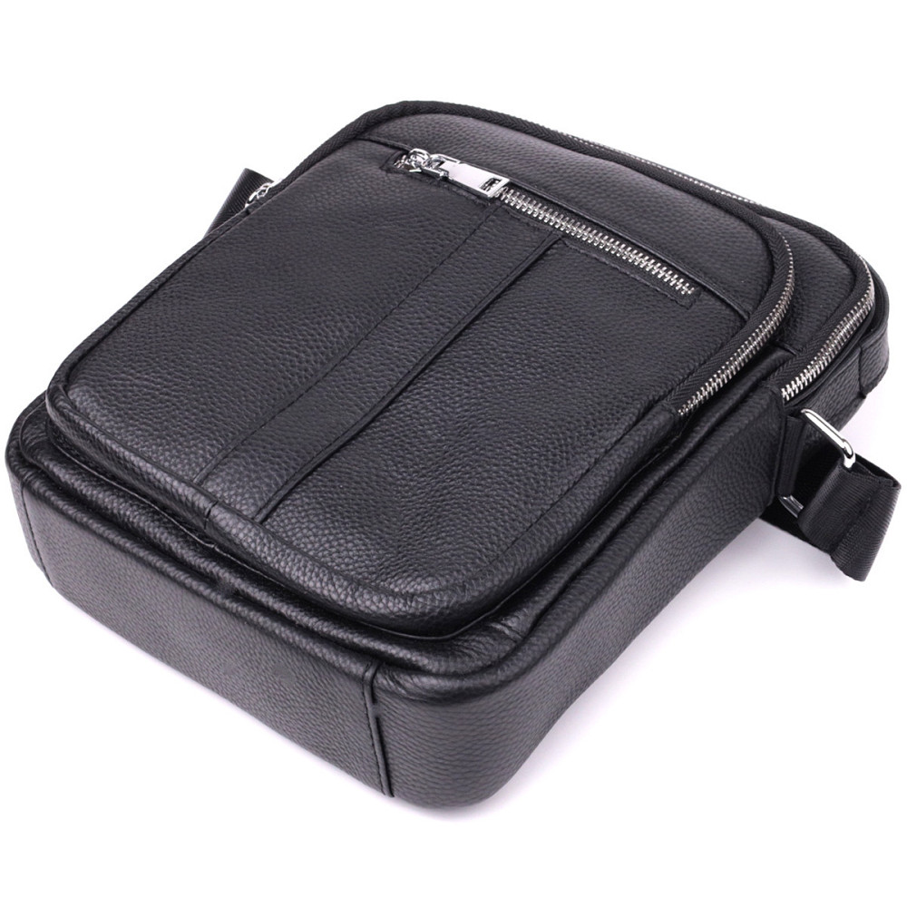 Мужская вертикальная сумка из натуральной кожи Vintage sale_15112 Черный Киев - изображение 5