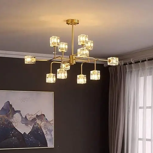 Светодиодная люстра Рубик 8913 (Золотистая) на 12 плафонов Винница