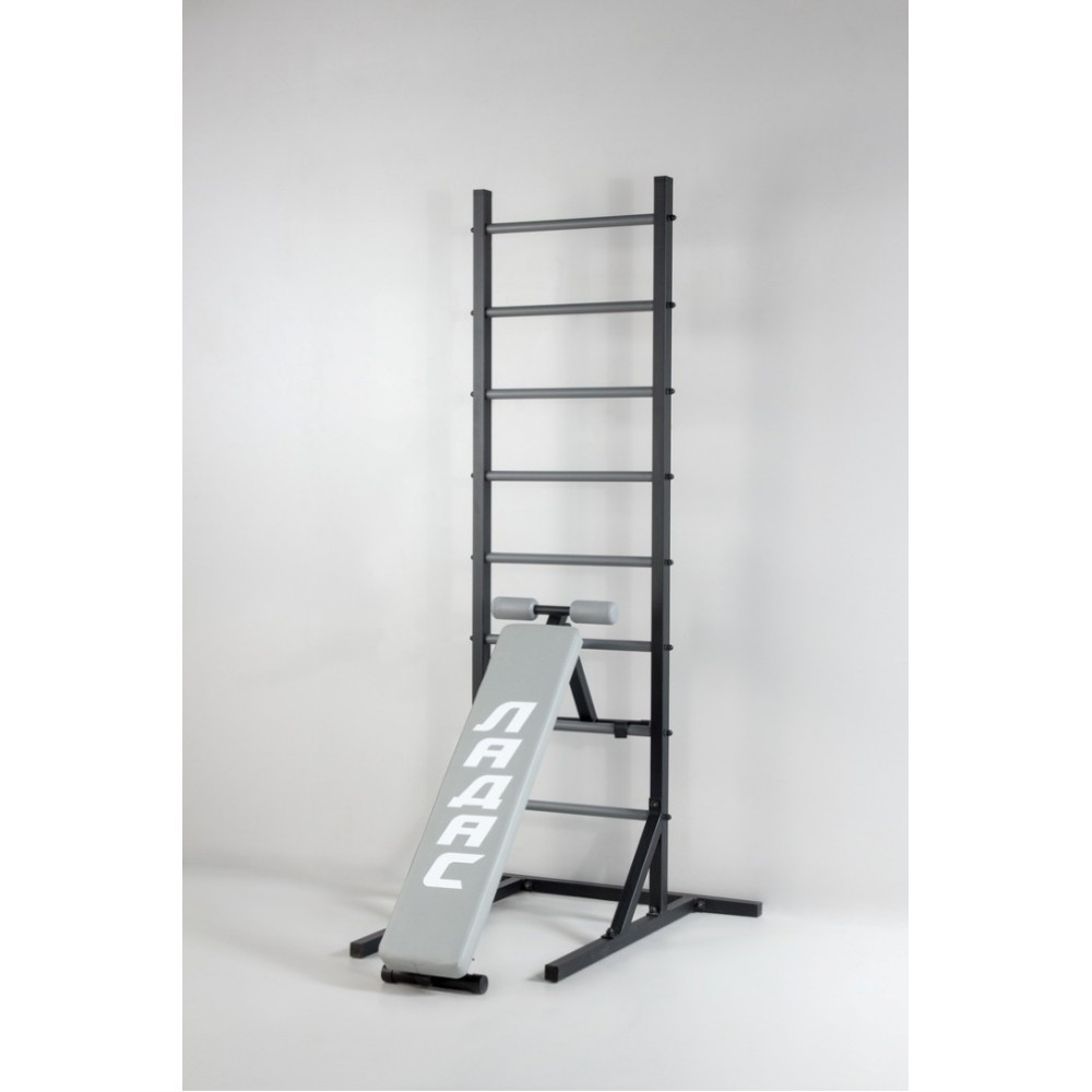 Шведская стенка передвижная Universal Grey универсальная без креплений со скамьей для пресса турник брусья Каменское - изображение 4