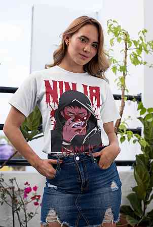 Футболка з аніме принтом Нінджа Камуі Джубеі Кібагамі оверсайз (S/M/L) Чорний AnimeJ0372 Дніпро