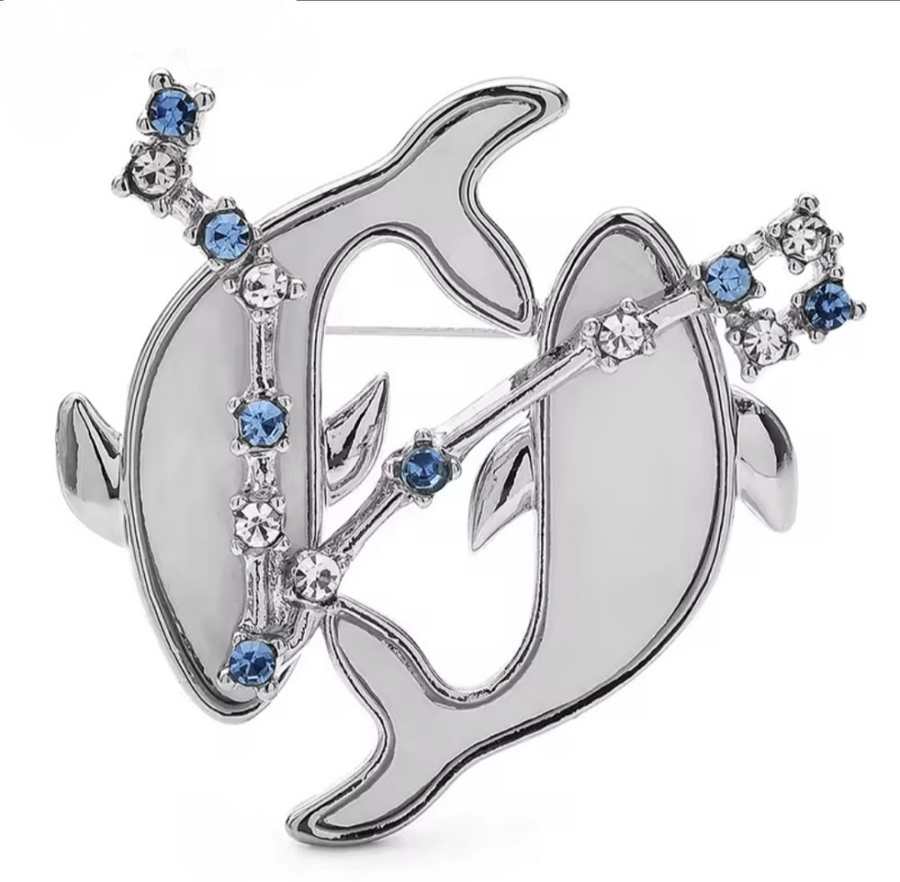 Брошка знак зодіаку "Риби" Сріблястий Сміла - фото 1