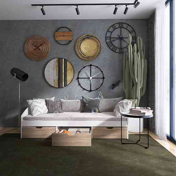 Ліжко односпальне з ящиками Еверест Комфорт 3 193х84х59 см Німфея Альба (білий)/Дуб сонома (DTM-073830) Львів