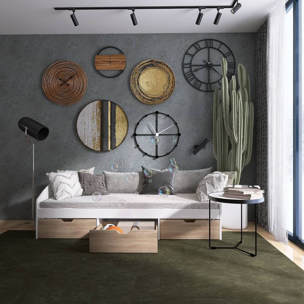 Ліжко односпальне з ящиками Еверест Комфорт 3 193х84х59 см Німфея Альба (білий)/Дуб сонома (DTM-073830) Львів - фото 4