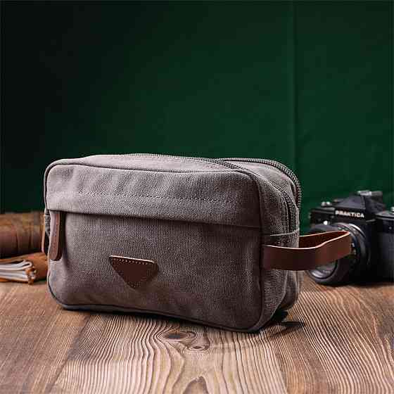 Зручна чоловіча барсетка на два відділення з якісного текстилю Vintage 22230 Сірий Київ