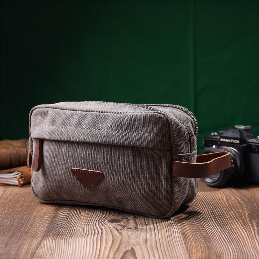 Удобная мужская барсетка на два отделения из качественного текстиля Vintage 22230 Серый Киев - изображение 3