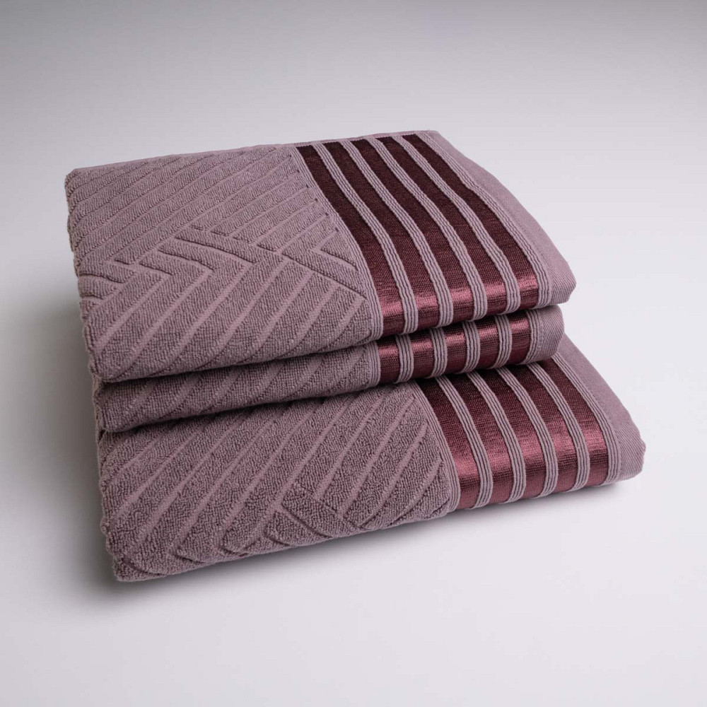 Набор махровых полотенец SOFT 3шт GM Textile 50х90см, 50х90см, 70х140см 500г/м2 (Виноградный) Сумы - изображение 1