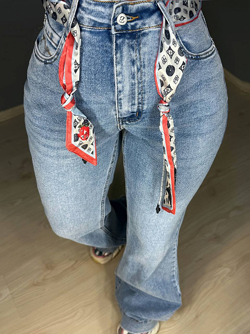 Джинси жіночі Dragon 8330 flare кльош від коліна з поясом збільшені розміри блакитні, блакитний, З4, 34, 96 см, 120 см Київ - фото 9