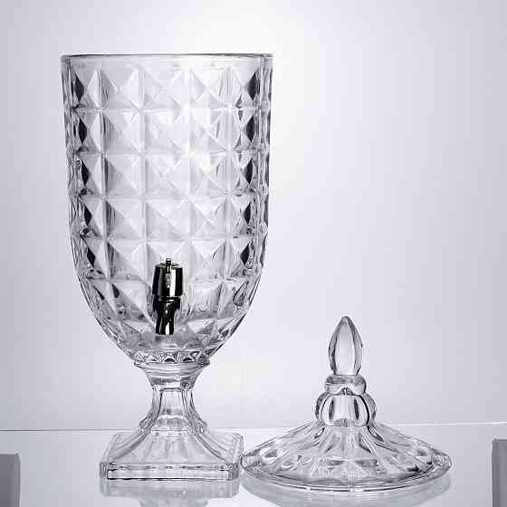 Yiwu Лимонадниця з краном на підставці скляна 5 л лимонадник 51 см прозорий HP-19-18F-5 Коломия