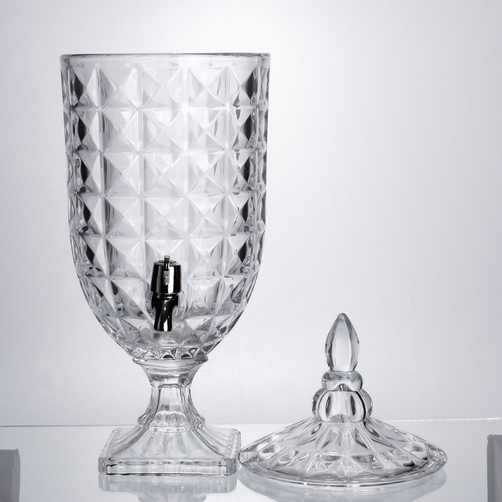 Yiwu Лимонадниця з краном на підставці скляна 5 л лимонадник 51 см прозорий HP-19-18F-5 Коломия - фото 3