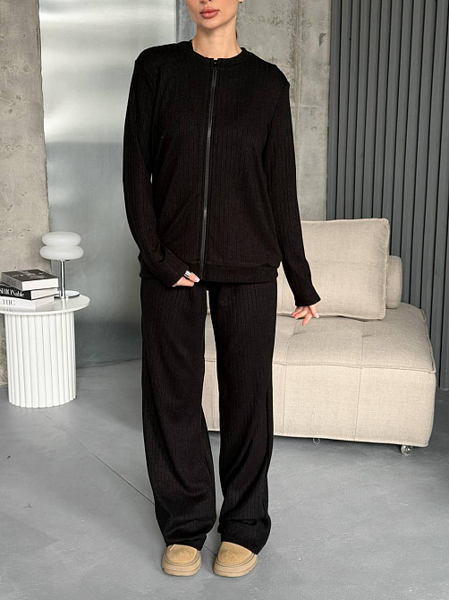 Женский повседневный костюм тройка из трикотажа Черный Одесса - изображение 4