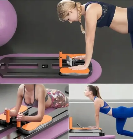 Тренажер напольныйдля пилатеса MM3000 для пресса и ног, с резинками Чёрный Коломия